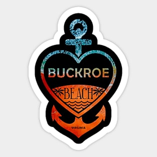 Buckroe Beach, Virginia, Sandy Heart Ship Anchor Sticker